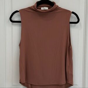 Babaton Sleeveless Mock Neck Tank in Dusty Rose Brown
